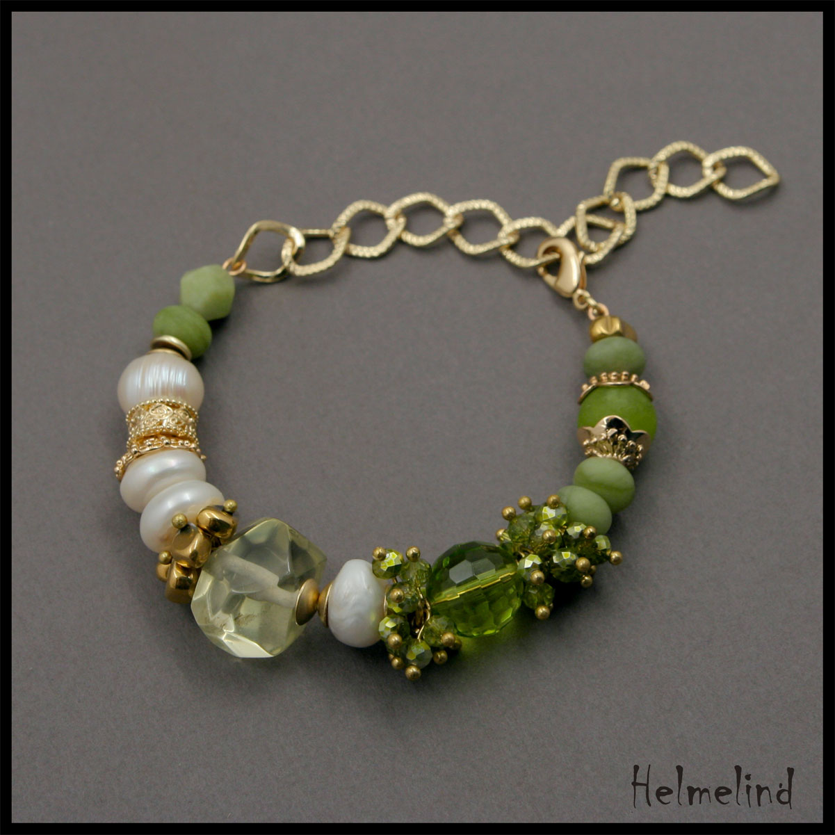 Kaunis poolvääriskividest käeehe- kultuurpärl, sidrunkvarts