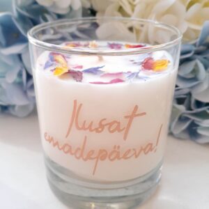 Eeterlike õlidega sojavahast lõhnaküünal "Ilusat emadepäeva!", mango-tähtvilja aroomiga