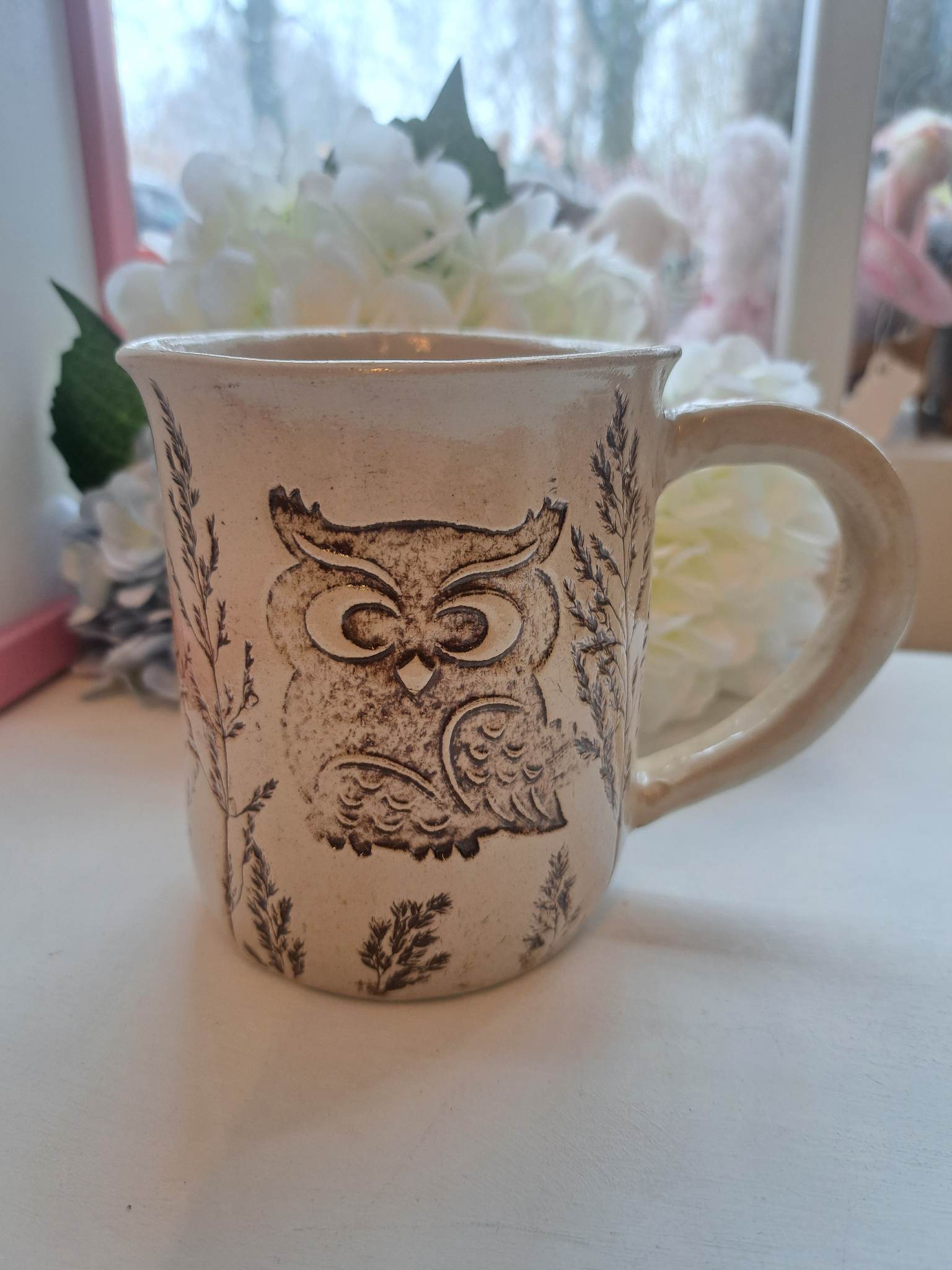 Kauni taimemustriga kruus "Öökull"