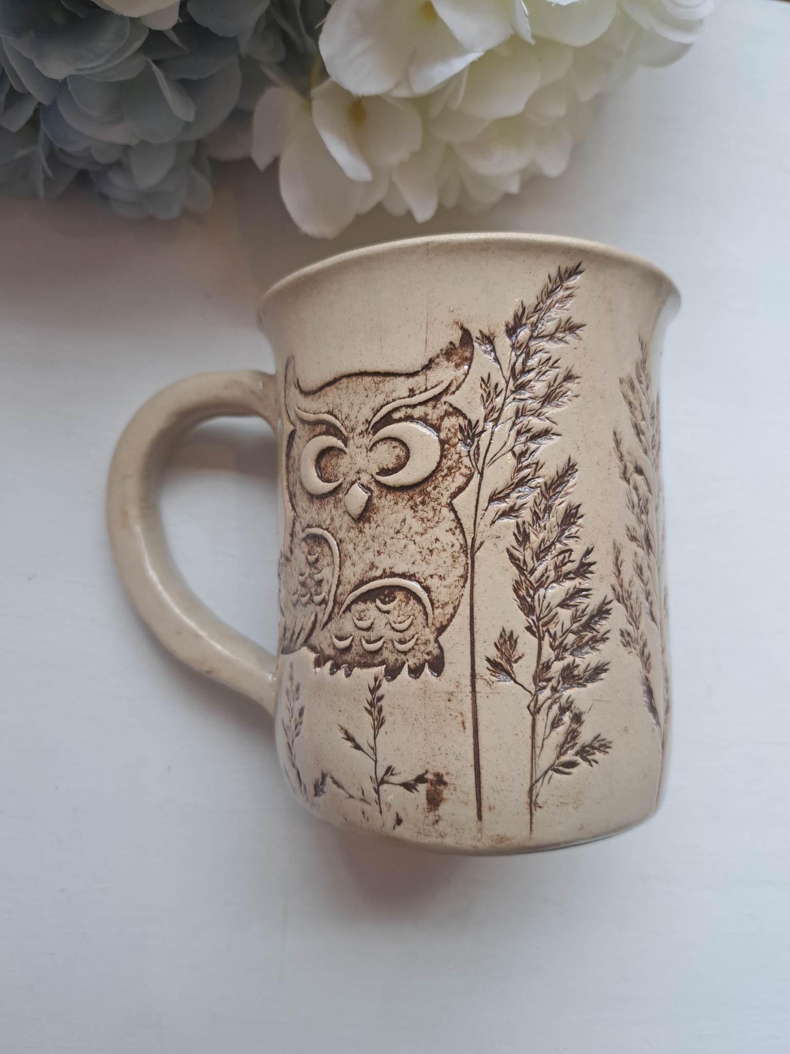 Kauni taimemustriga kruus "Öökull"