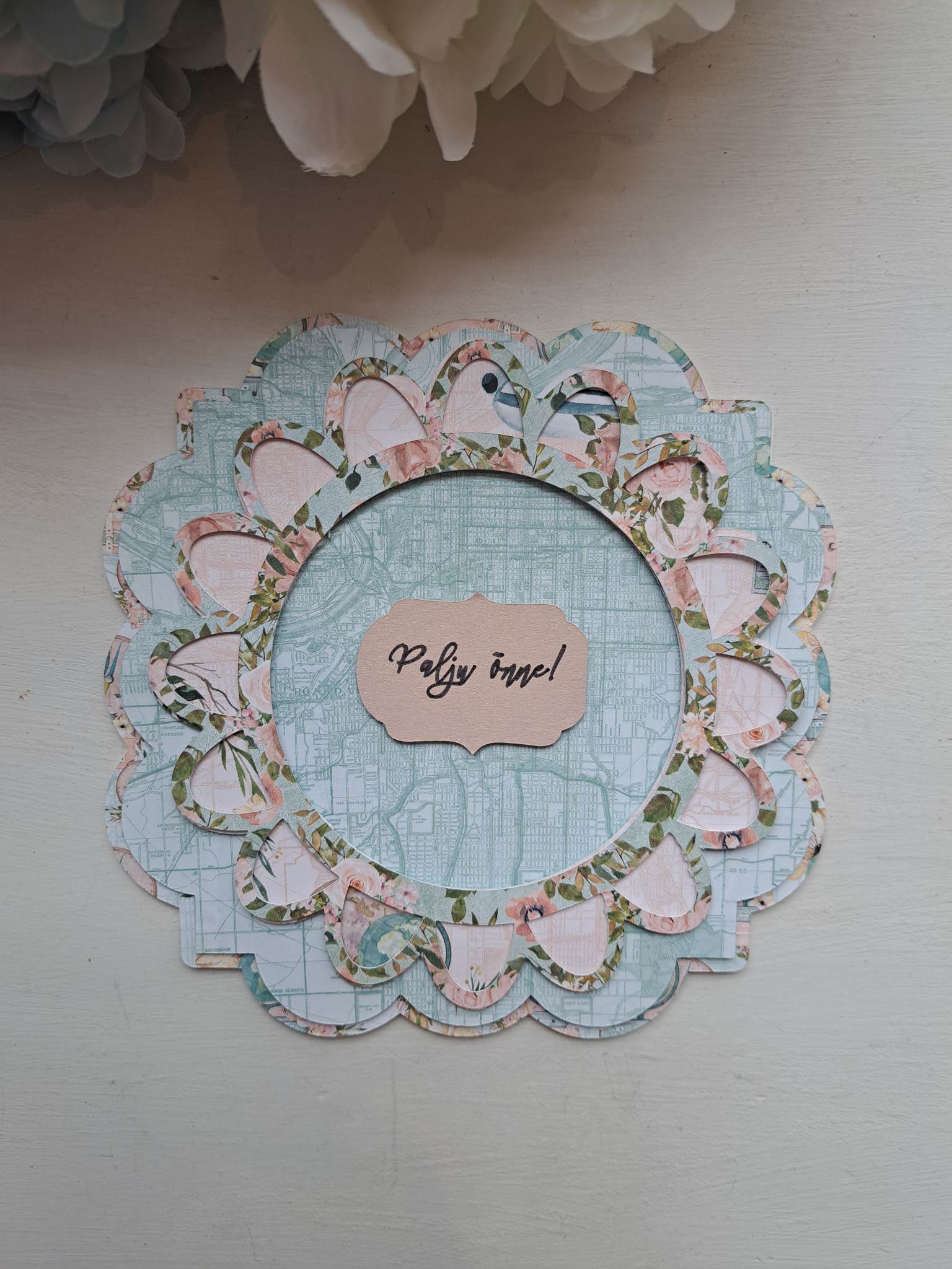 Õnnitluskaart tähtpäevaks "Palju õnne!", maakaardiga