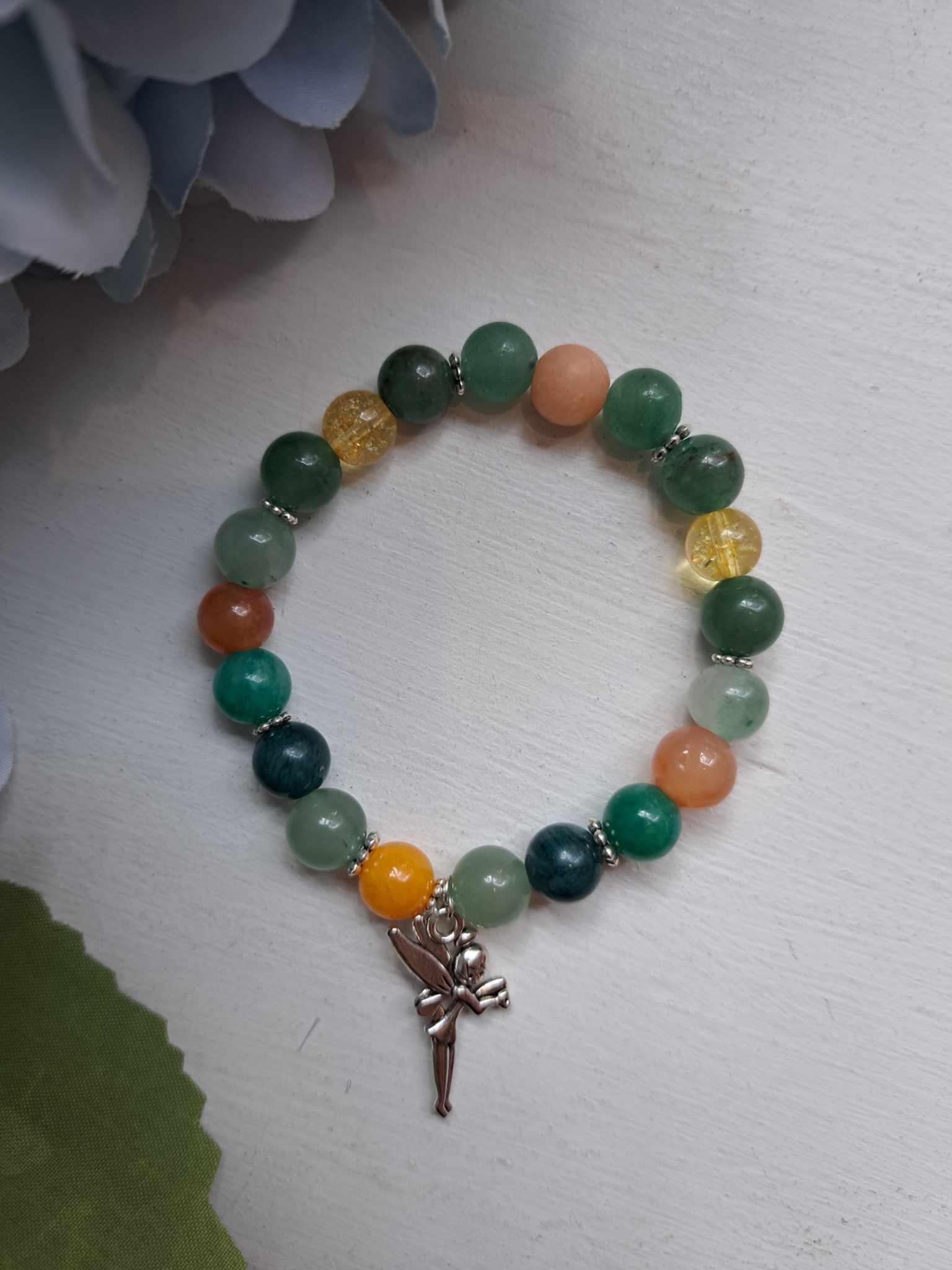 Poolvääriskividest käevõru “Metsahaldjas"- aventuriin, karneool, sidrunkvarts, tsitriin