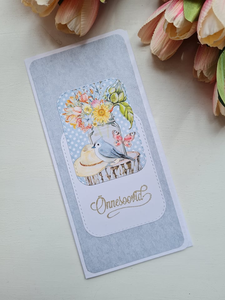 Rahataskuga õnnitluskaart  "Õnnesoovid"