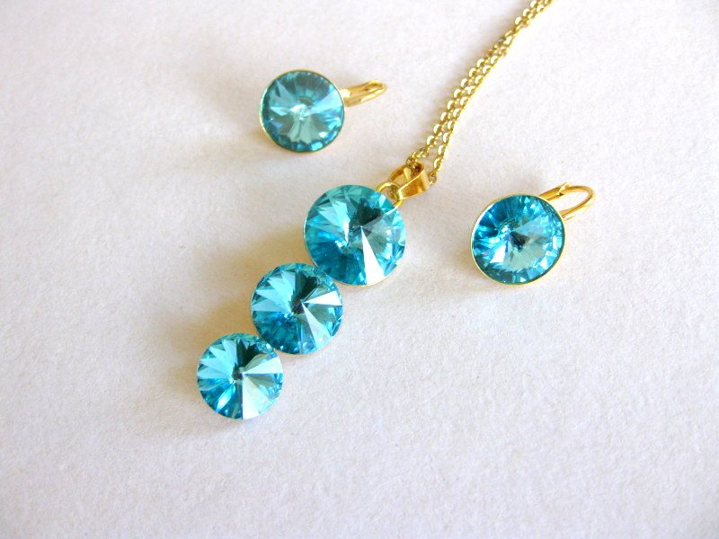 Siniste swarovski kristallidega komplekt