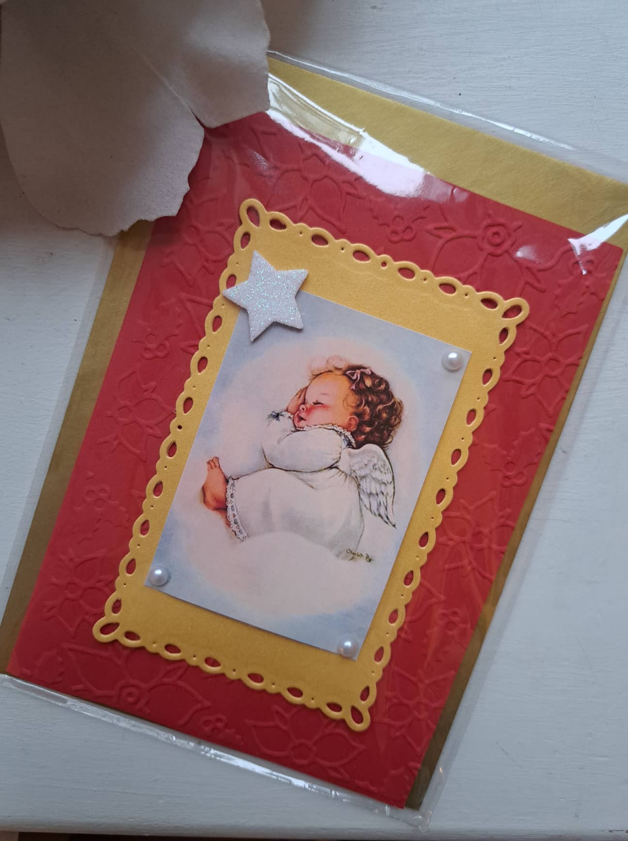 Jõulukaart ümbrikuga, magav ingel