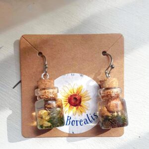 Kaunid kõrvarõngad epoksiidvaigust, seened ja taimed