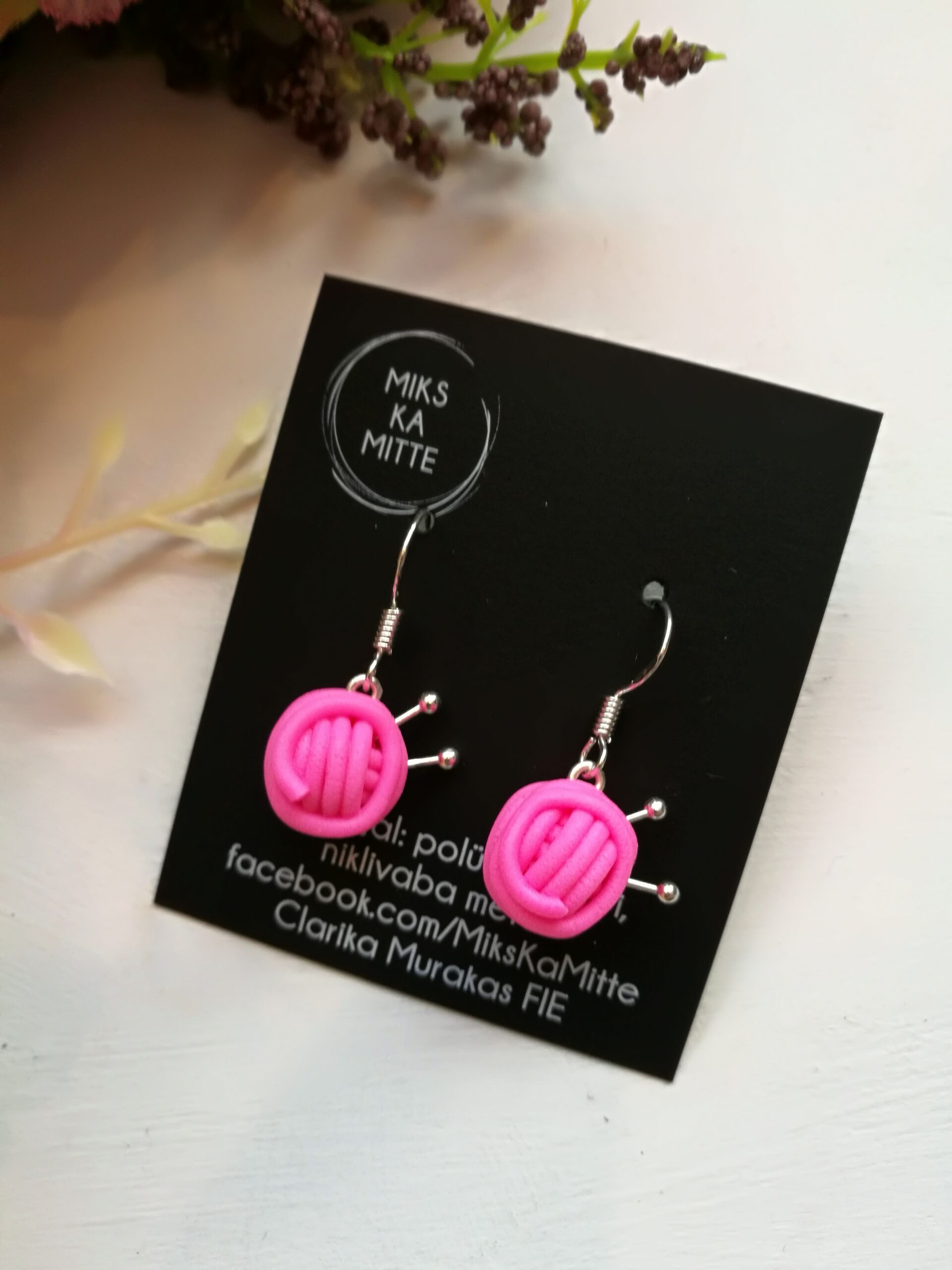 Kõrvarõngad "Roosad lõngakerad"