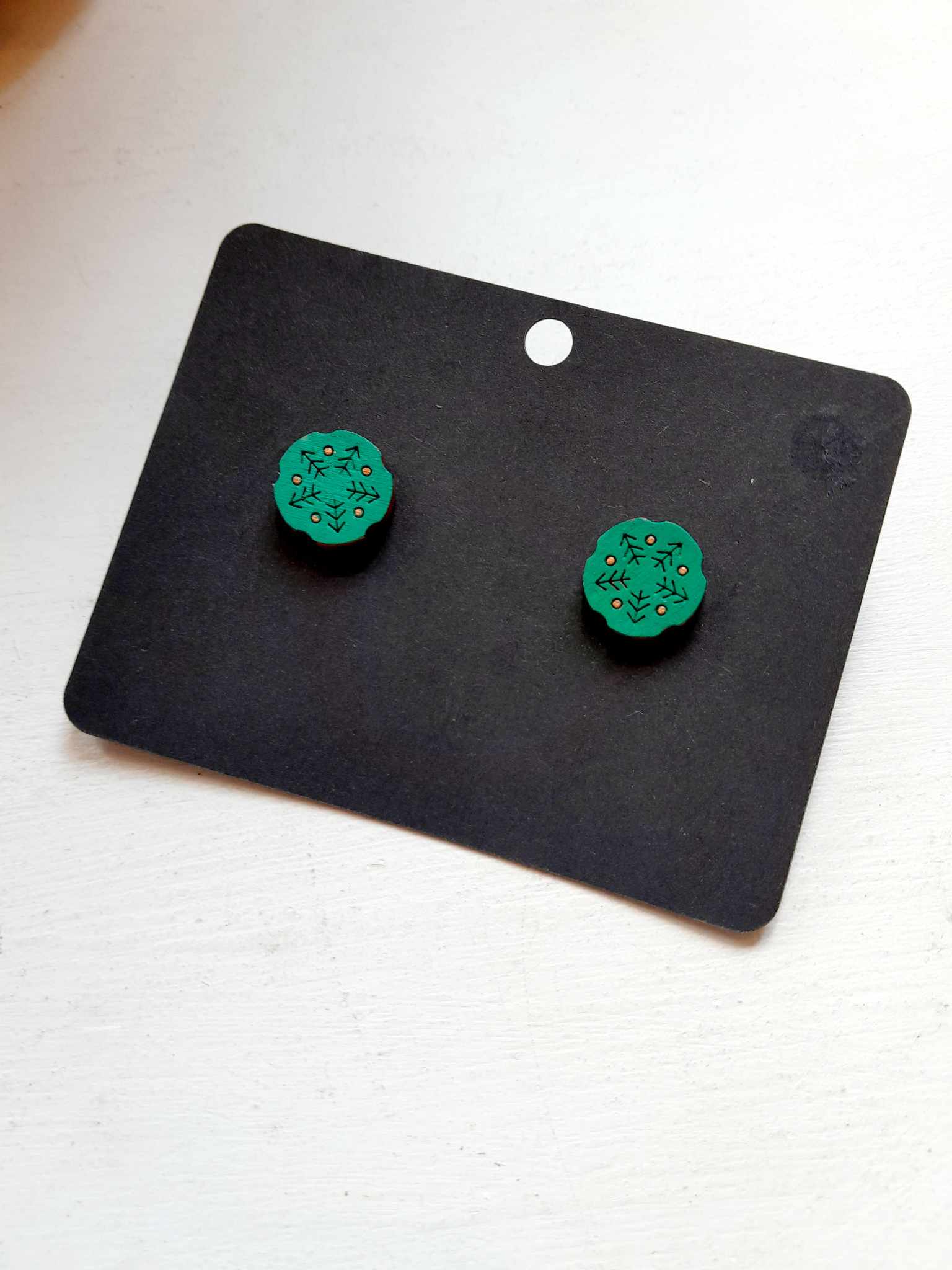 Käsitsi maalitud kõrvarõngad "Metsa sümbolid"