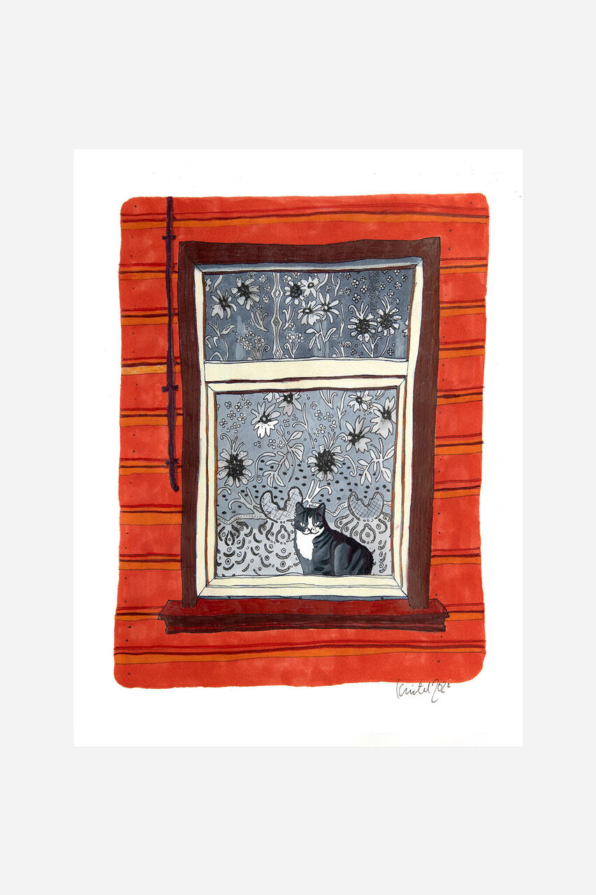 Postkaart "Kass aknal"