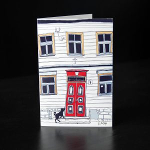 Postkaart Tartu linnavisandiga "Punane uks"