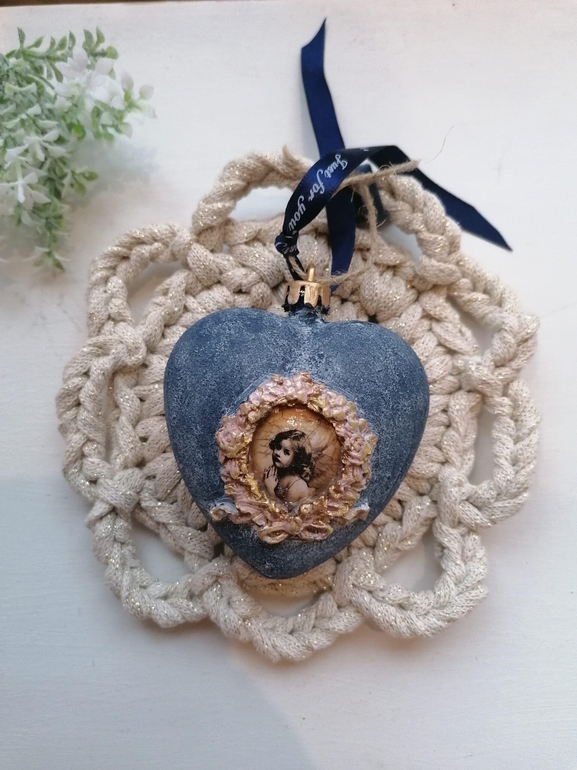 Sinine südamekujuline jõuluehe "Ingel"