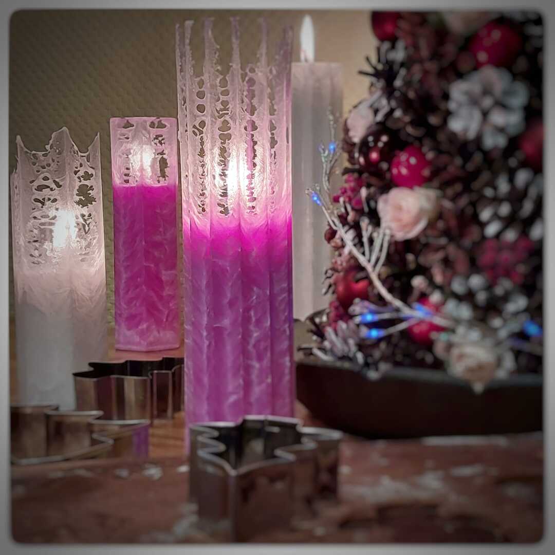 Pitsiline käsitööküünal, valge