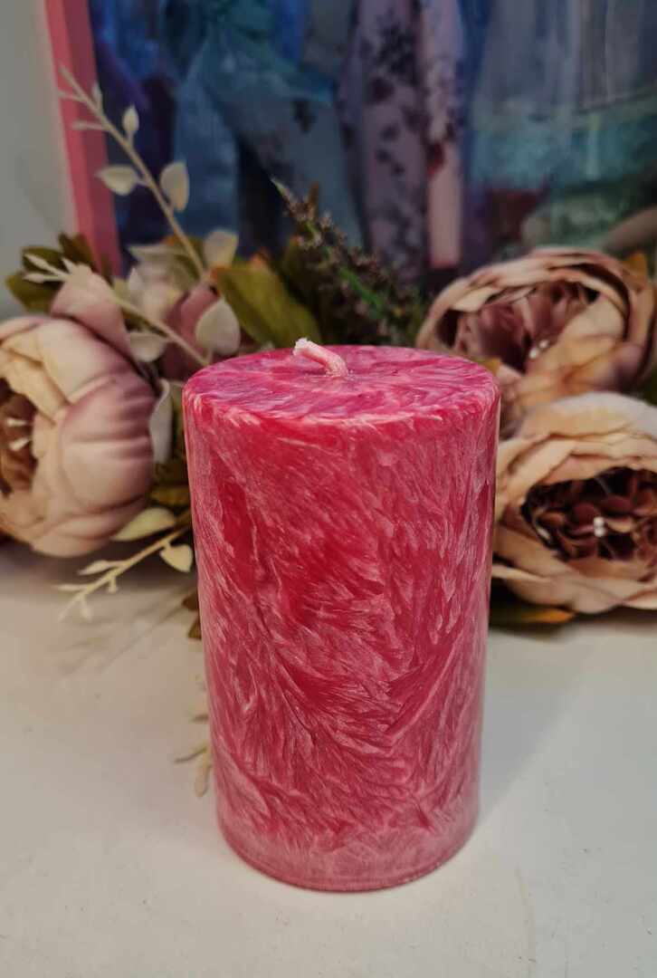 Pitsiline käsitööküünal, tumeroosa