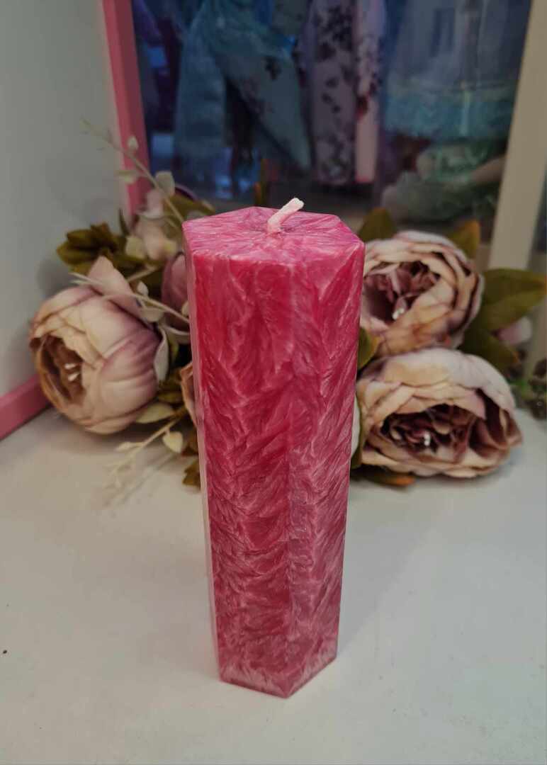 Pitsiline käsitööküünal, tumeroosa