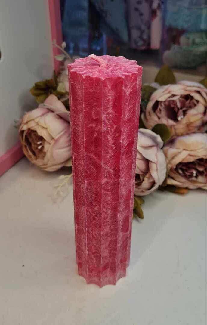 Pitsiline käsitööküünal, tumeroosa