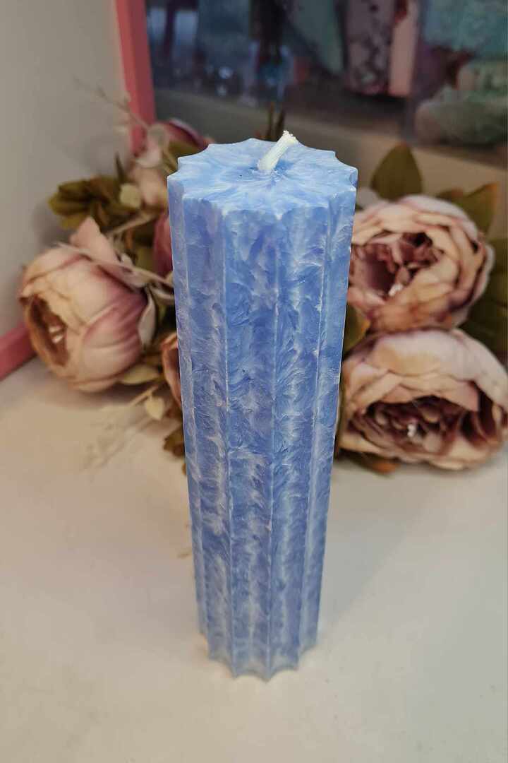 Pitsiline käsitööküünal, sinine