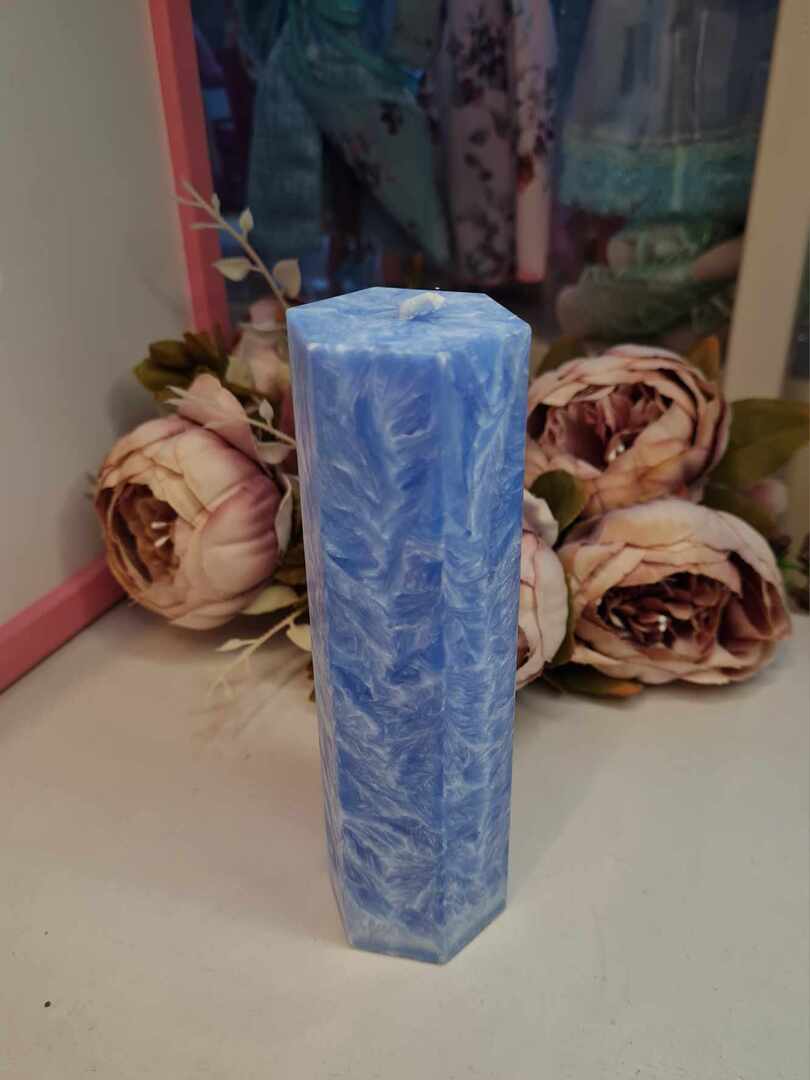 Pitsiline käsitööküünal, sinine