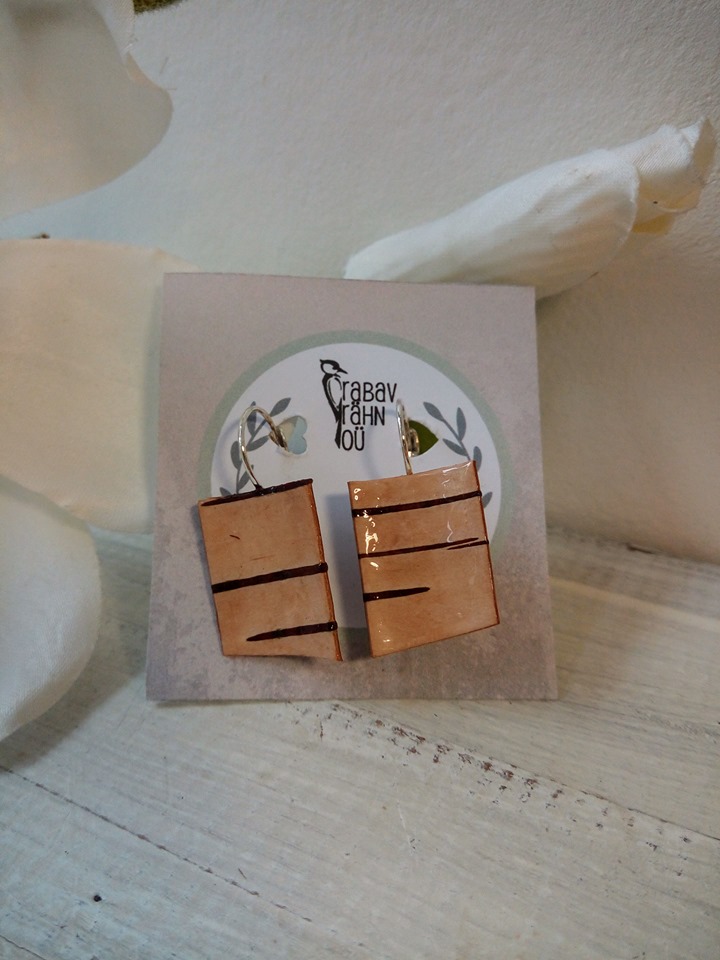 Nelinurksed Kõrvarõngad Kasetohust