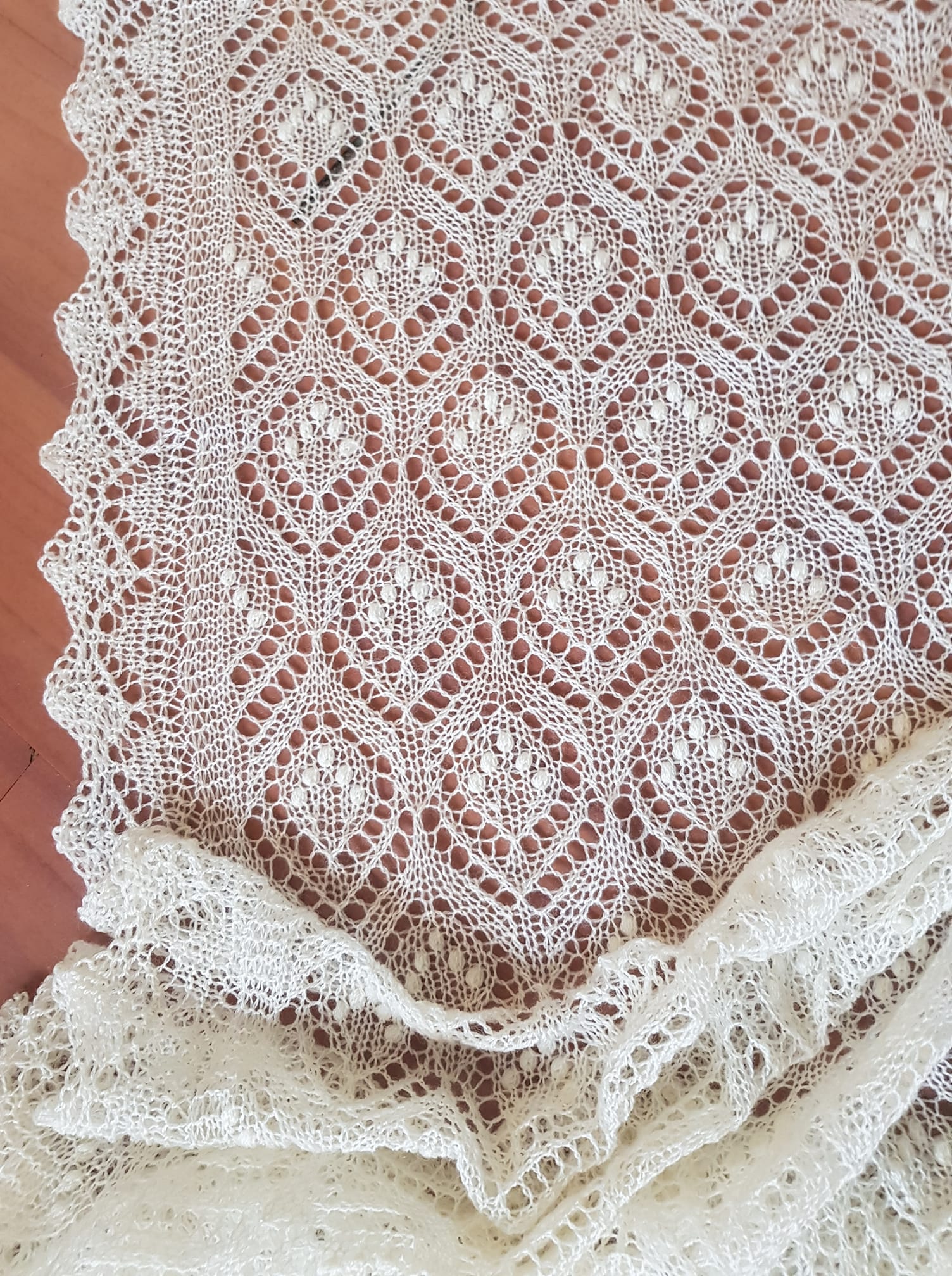 Haapsalu sall "Aasa kiri", šampanja valge 165x63vm