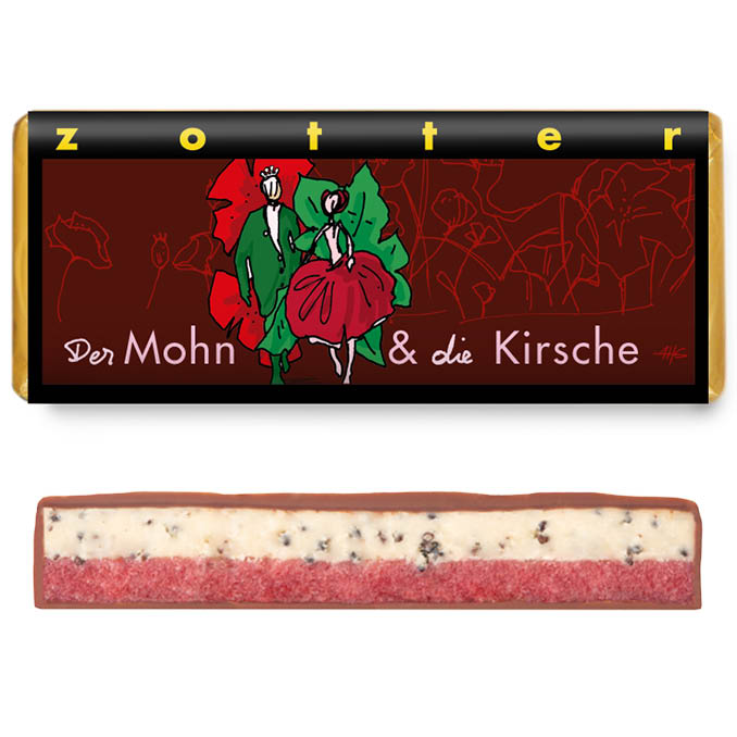 Täidisega šokolaad "Der Mohn & die Kirche"- mooniseemned ja kirss