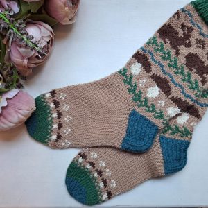 Käsitsi kootud soojad sokid "Seened ja jänesed", nr 37