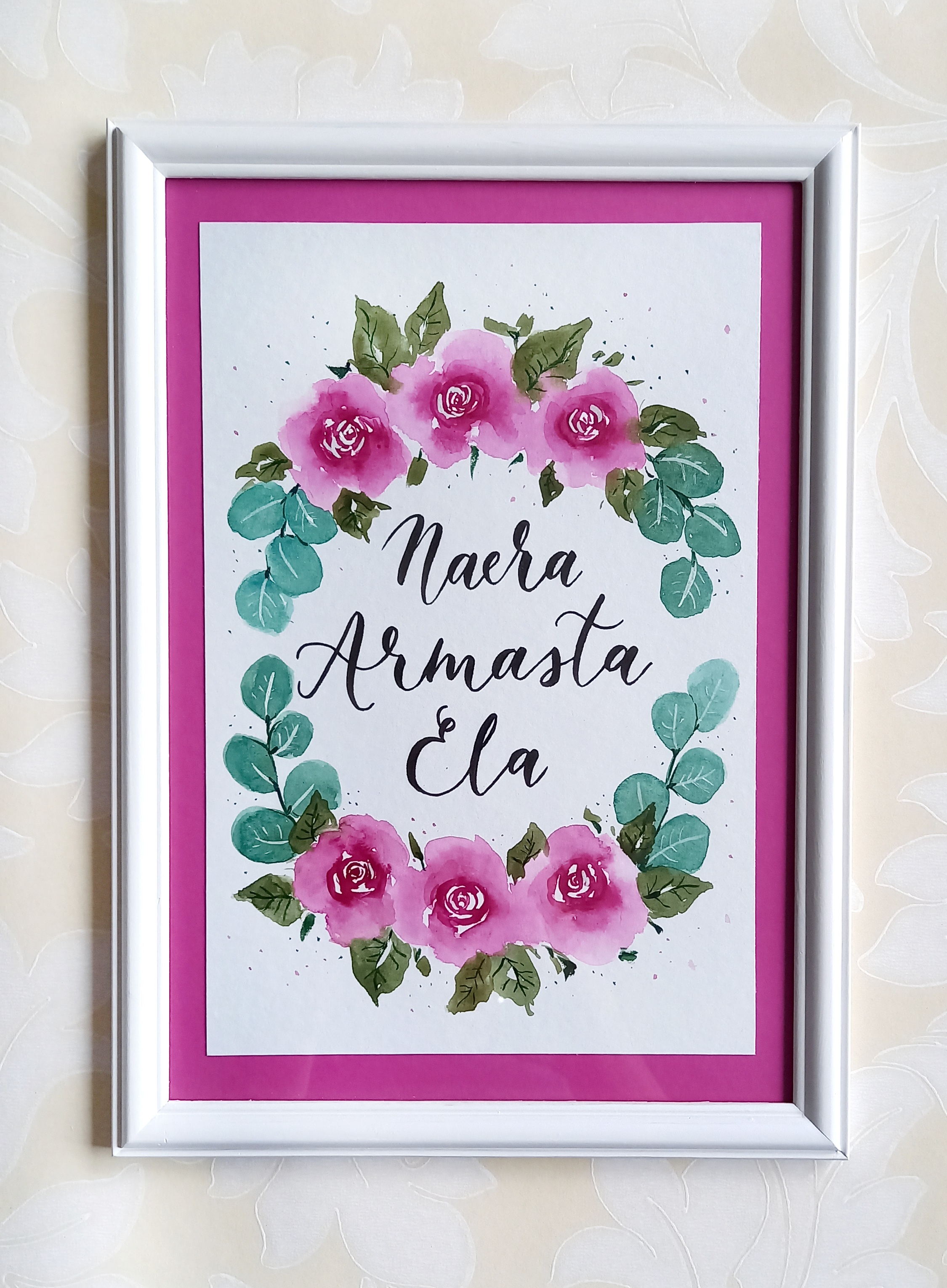Akvarelljoonistus "Naera Armasta Ela"